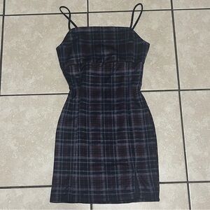 Plaid Spaghetti Strap Bodycon Dress